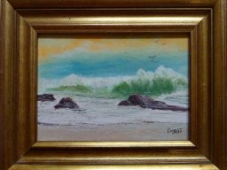 Welle am Strand 16-22 Oelbild